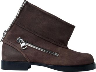 J.W.Anderson Stijlvolle Suede Biker Boots - Dames - Enkellaarsjes - Bruin - 39 EU - Leer - Schoenen