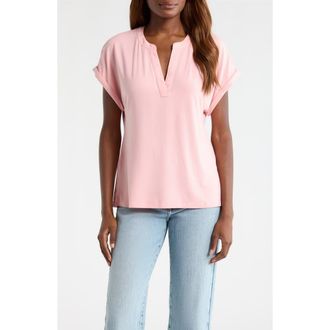 Tommy Bahama Kauai Split Neck Top in Quartz Pink at Nordstrom, Size X-Small