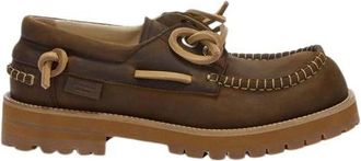 Moschino Schoenen, Heren, Bruin, 40 EU, Leer, Gedragen Kalfsleren Boot Loafers