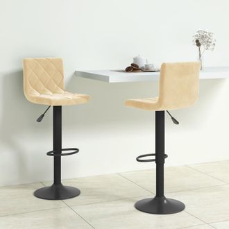 vidaXL Taburetes De Cocina 2 Unidades Terciopelo Color Crema Vidaxl