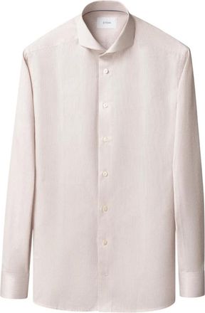 Eton Slimfit overhemd met fijne strepen in Signature Twill - Heren - Casual Overhemden - Beige - 4XL - Katoen - Overhemden