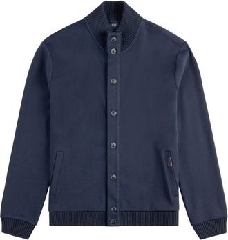 Fay High Collar Ribbed Blue Jacket