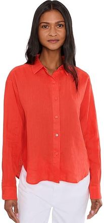 Splendid Stella Linen Button Down Womens Clothing Scarlet : LG (Womens 10-12)
