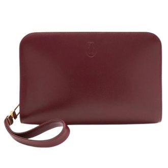 Cartier Pre-owned Must Line Leren Clutch Tas - Dames - Pre-owned - Rood - Maat: ONE Size Leer
