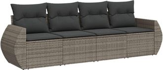 vidaXL Set De Sof&aacute;s De Jard&iacute;n 4 Pzas Y Cojines Rat&aacute;n Sint&eacute;tico Gris Vidaxl