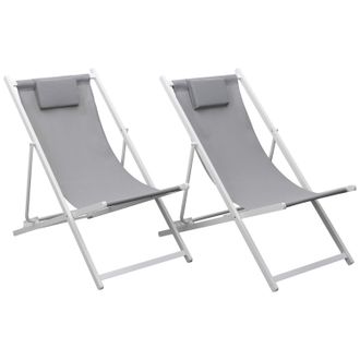 Happy Garden Lote De 2 Hamacas Reclinables Y Plegables Cyprus Textileno Gris/estructura Aluminio Blanca