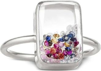 Moritz Glik 18kt witgouden Confetti ring met stenen - Zilver