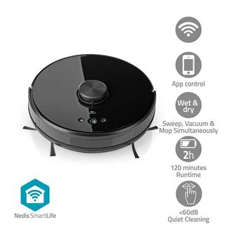 Nedis Robot Aspirador Smartlife Navegaci&oacute;n L&aacute;ser Wi-fi Dep&oacute;sito De 0,6 L Carga Autom&aacute;tica Tiempo M&aacute;ximo De Funcionamiento: 2 H Negro Android / Ios