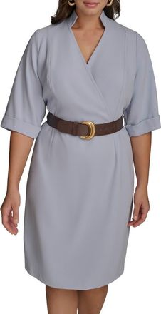 DKNY Belted Cady Sheath Dress in Glacial Blue at Nordstrom, Size 16W
