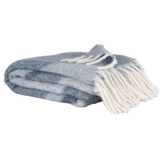 Maisons du monde Manta azul y blanca con flecos 130x170 cm