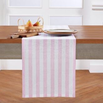Solino Home Linen Table Runner for Dining Table, Holiday and Everyday Table Decor - Sorrento Stripe in Pink And White at Nordstrom, Size Xx-Small
