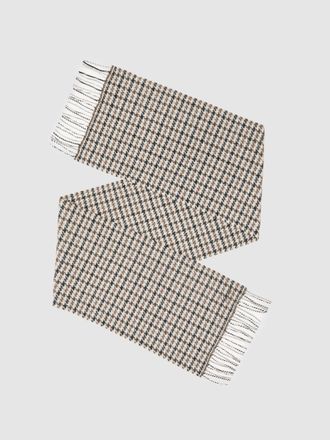 Reiss Brown Multi Wool-cashmere Check Scarf