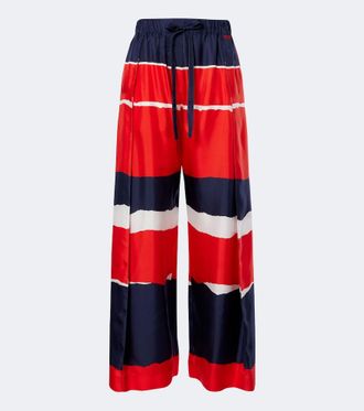 Loewe Printed silk twill wide-leg pants