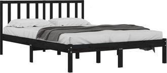 vidaXL Estructura De Cama Sin Colch&oacute;n Madera De Pino Negro 200x200 Cm Vidaxl