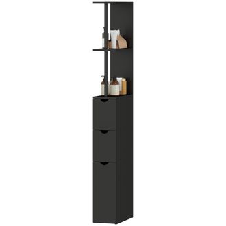 HOMCOM Homcom - Colonna Salvaspazio Bagno Con Ripiani Armadietto E Cassetti In Mdf Nero