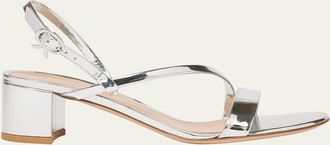 Gianvito Rossi 45mm Betsy Metallic Leather Sandals