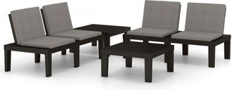 vidaXL Set De Muebles De Jard&iacute;n 4 Piezas Con Cojines Pl&aacute;stico Gris Vidaxl