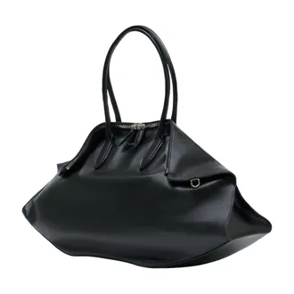 Alexander McQueen Womens Manta Maxi Shoulder Bag Black Calfskin