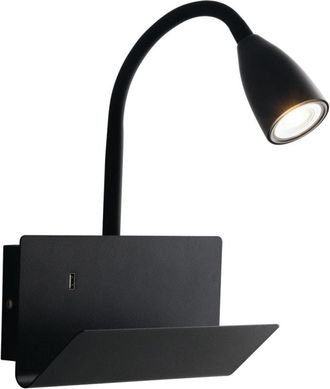 Luce-Ambiente-Design Aplique de pared en metal negro con brazo flexible