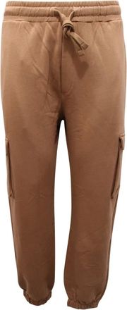 Hinnominate Hinnominate, Broeken, Heren, Bruin, M, Cargo sweatpants met bruine koffieprint