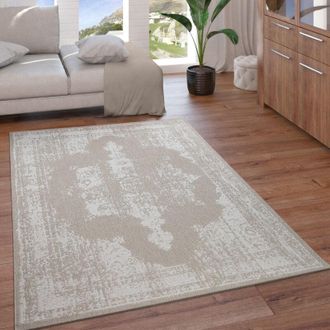 Paco Home Paco Home - Alfombra Exterior Interior Balc&oacute;n Cocina Vintage Motivo Oriental Beige Crema 240x340 Cm