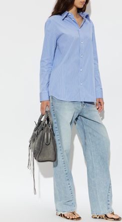 Balenciaga Striped Shirt, Womens, Blue
