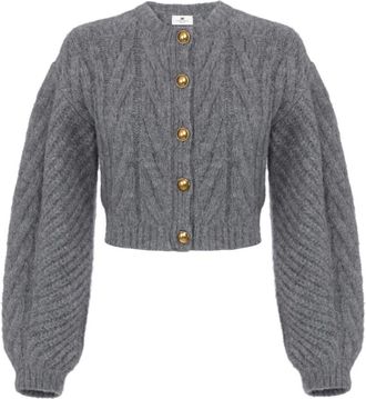Elisabetta Franchi Cardigan van gebreide stof - Dames - Vesten - Grijs - 2XL - Truien & Vesten