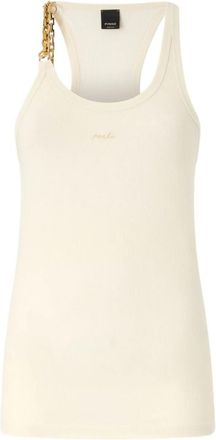 Pinko Cream Scoop Neck Knitted Tank Top