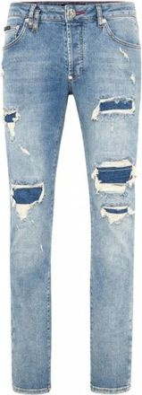 Philipp Plein Heren, Jeans, Blauw, Maat: W31 Leer