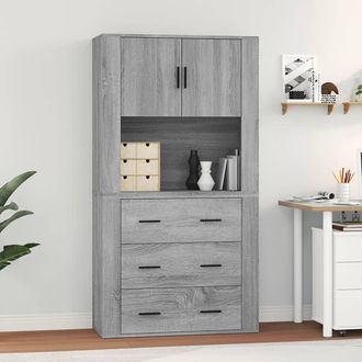 vidaXL Vidaxl - Aparador Alto De Madera Contrachapada Gris Sonoma