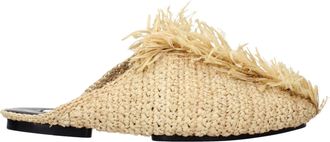 Jil Sander Beige Raffia Womens Slippers