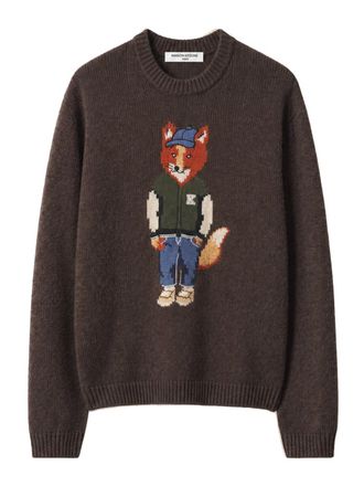Maison Kitsun&eacute; Dressed Fox Intarsia Wool Jumper Mrmkj02kt1241