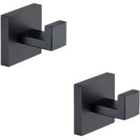 OEM Ganchos Para Toallas En Negro Mate, Juego De 2 Ganchos De Acero Inoxidable Para Abrigos Y Ropa, Ganchos De Pared Resistentes Para Ba&ntilde;o Y Cocina, Sopor