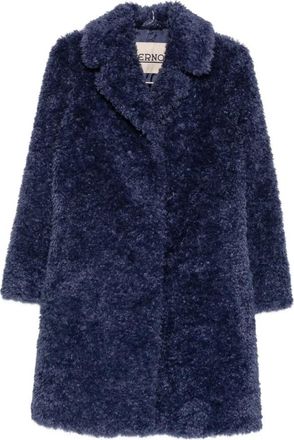 Herno Zacht Imitatiebont Jas - Dames - Mantel - Blauw - L - Polyester - Jassen