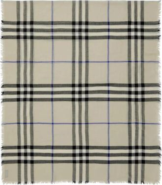Burberry Check Wool Scarf - unisex - Wintersjaals - Grijs - ONE Size - Wol - Accessoires