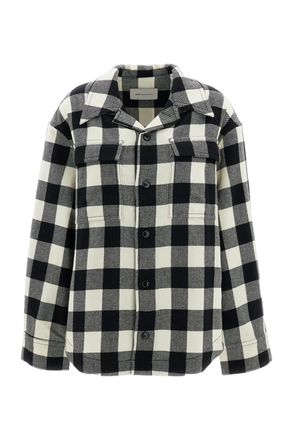 Ami White/Black Structured Wool Wide Camp Collar Shirt