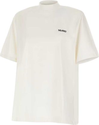 The Attico Het Attico T-shirt met hoge hals en logoprint