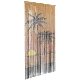 vidaXL Cortina Para Puerta Insectos Estampado Palmeras 100x220cm Bamb&uacute; Vidaxl