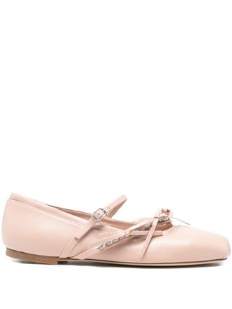 Jimmy Choo London Womens Loli Pink Leather Ballerina Flats