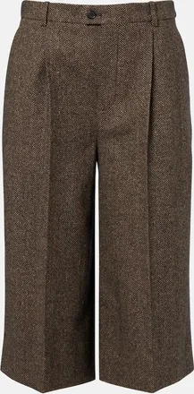 Saint Laurent Herringbone wool-blend Bermuda shorts