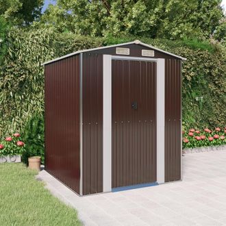vidaXL Cobertizo Jard&iacute;n Acero Galvanizado Marr&oacute;n Oscuro 192x191x223 Cm Vidaxl