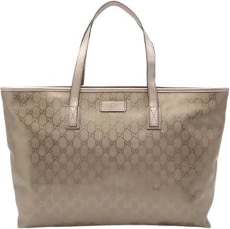 Gucci Pre-owned GG Imprim&eacute; Tote Bag - Dames - Vintage Shopper - Beige - ONE Size - Leer - Vintage