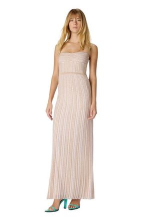 Missoni Sleeveless Long Dress With Lam&eacute; Stripes in White at Nordstrom, Size 44 It