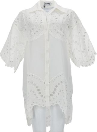 Charo Ruiz Ibiza Semi Sheer Eyelet Scalloped Blouse