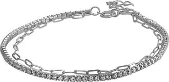 Candela Jewelry Cubic Zirconia & Link Chain Layered Bracelet in Silver at Nordstrom Rack