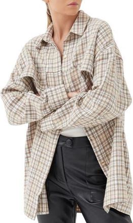 4th & Reckless Coralie Check Button-Up Shirt in Beige And White Check at Nordstrom Rack, Size X-Small