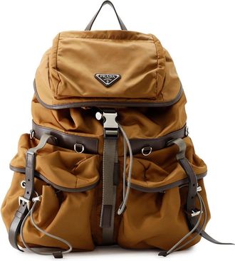 Prada Brown Nylon Leather Backpack (Pre-Owned)