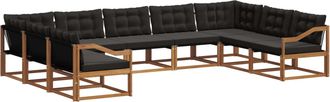 vidaXL Conjunto De Sof&aacute;s De Exterior 9 Uds. Natural Y Negro Vidaxl