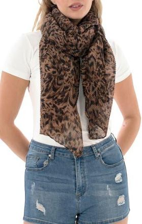 Nicole Miller Pleated Oblong Scarf in Leopard at Nordstrom Rack