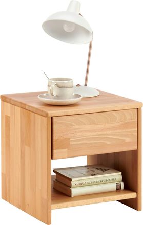 MID.YOU Mid.you Nachtkästchen, Holz, Kernbuche, massiv, 1 Schubladen, 40x40x40 cm, Schlafzimmer, Nachtkästchen